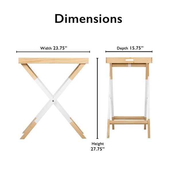 Universal Expert Remus Folding Tray Table， Modern Oak and White