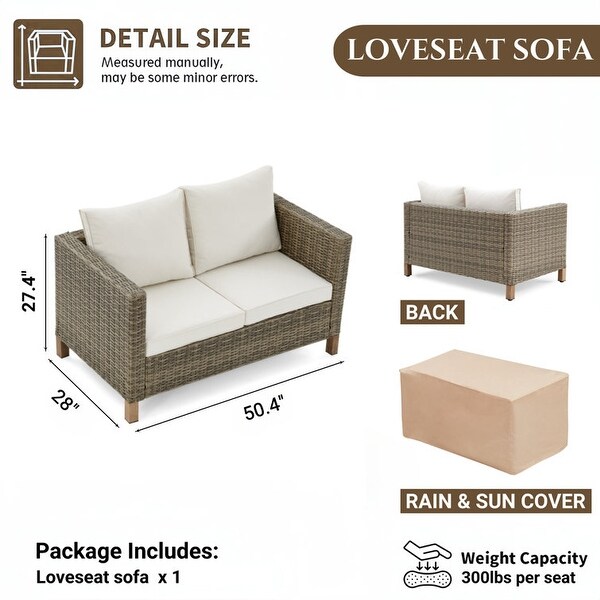 50.4'' Wicker Outdoor Patio Sofa with Cushions