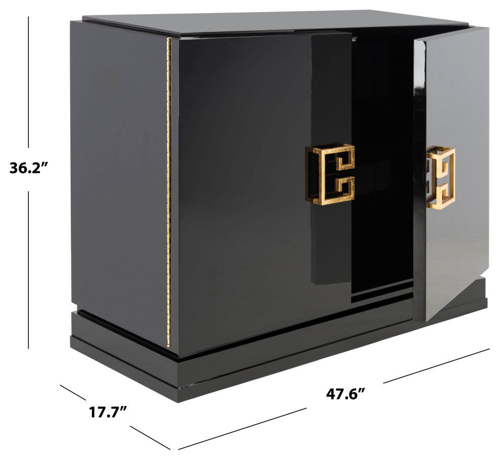 Safavieh Couture Winslow 2 Drawer Metal Cabinet  Black  Gold Leaf   Transitional   Accent Chests And Cabinets   by Safavieh  Houzz