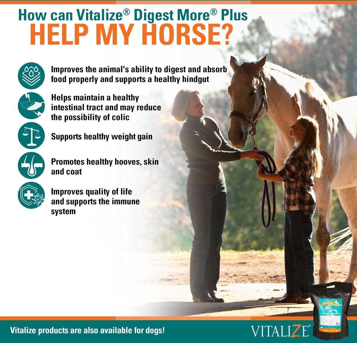 Vitalize Digest More Plus Pellets Horse Supplement， 10-lb bag