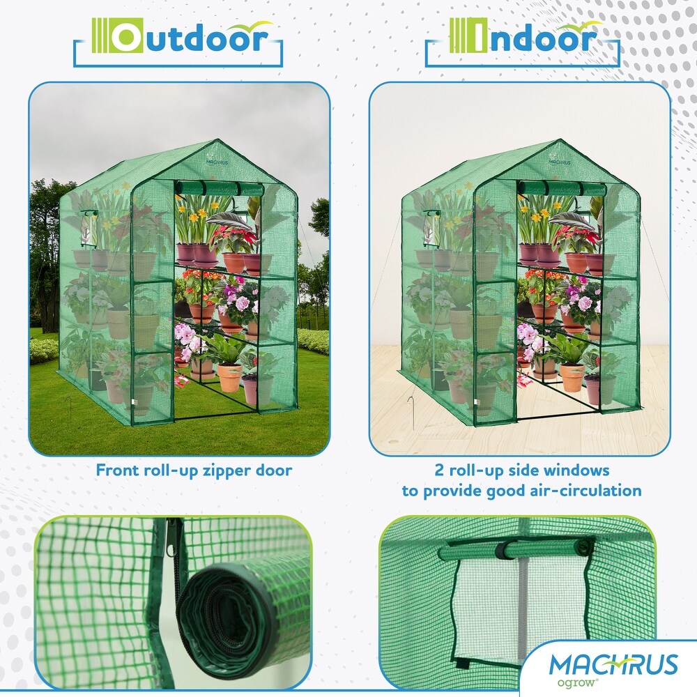 Machrus Ogrow Deluxe Walk In Greenhouse with Green Cover