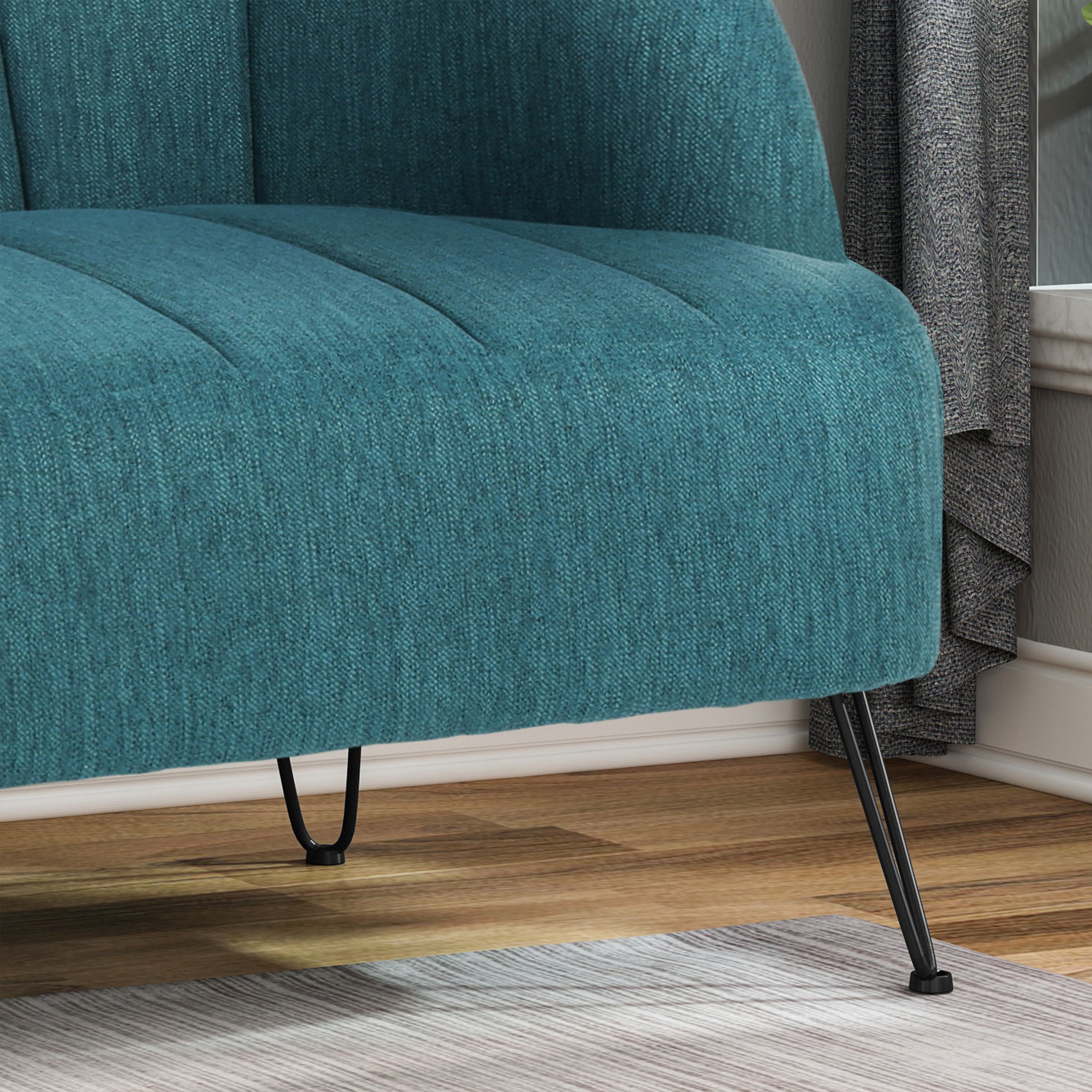 Kyra Modern Fabric Settee with Hairpin Legs