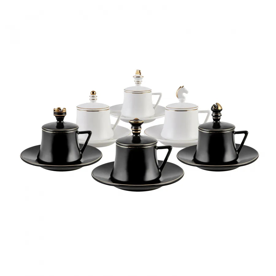 Karaca Chess Set Of 6 Coffee Cups 153.03.06.1507