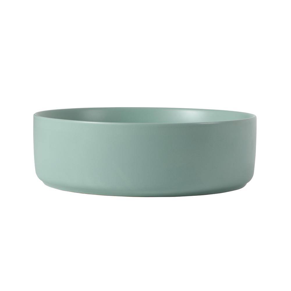 BTCSTAR Round Simple Ceramic Circular Bathroom Vessel Sink in Mint Green with Scratch Resistant BTCYBS8673G