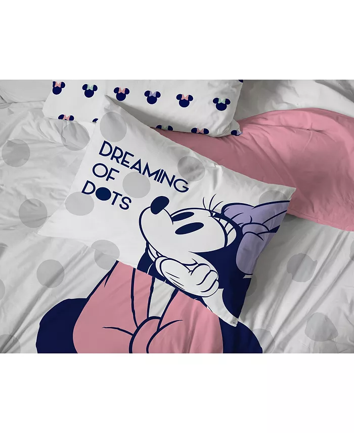 Saturday Park Disney Minnie Mouse Dreaming of Dots 100% Organic Cotton Twin Duvet Cover and Sham Set