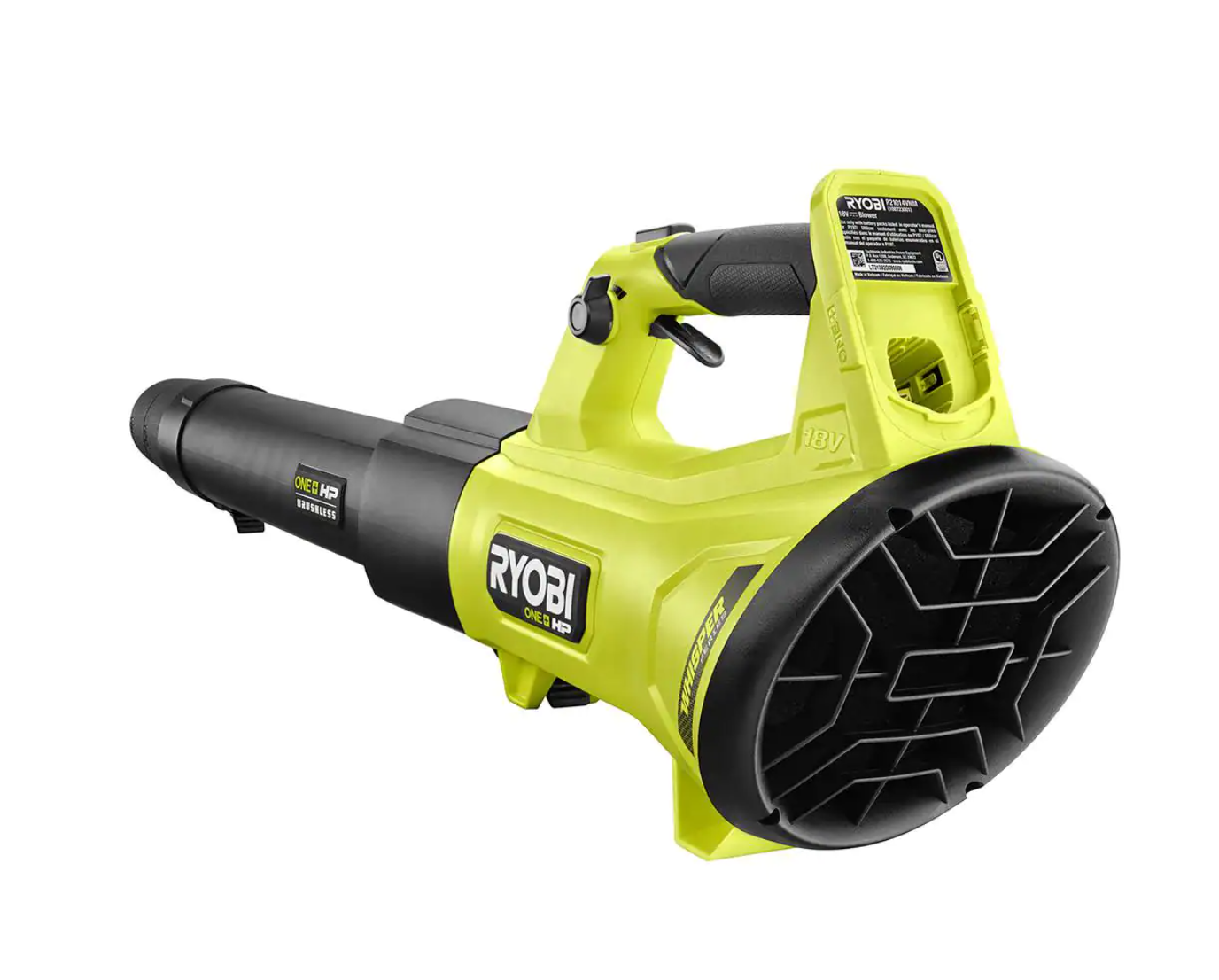 RYOBI P21014BTLVNM ONE+ HP 18V Brushless Whisper Series 130 MPH 450 CFM Cordless Battery Leaf Blower (Tool Only)