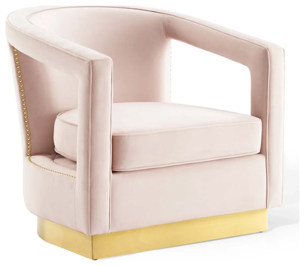 Atlas Pink Performance Velvet Armchair   Contemporary   Armchairs And Accent Chairs   by Virgil Stanis Design  Houzz