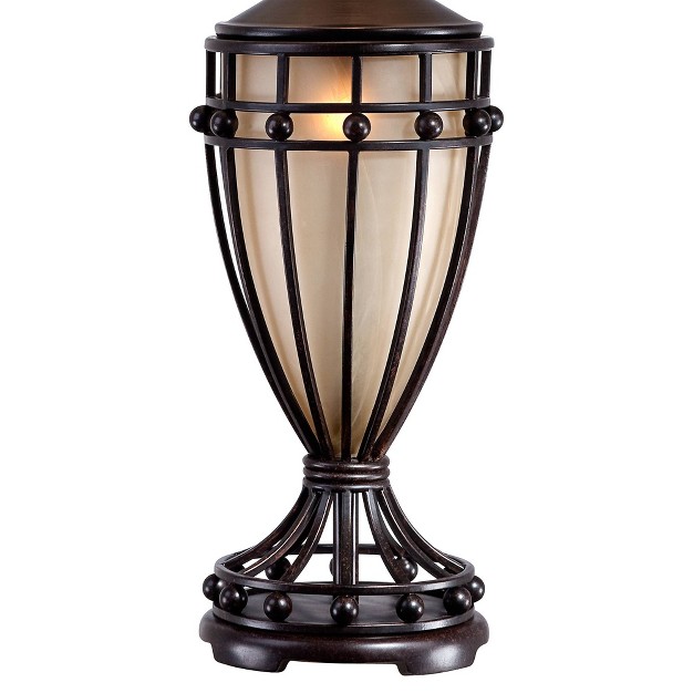 Tall Set Of 2 With Nightlight Brushed Iron Urn Beige Fabric Shade For Living Room Bedroom