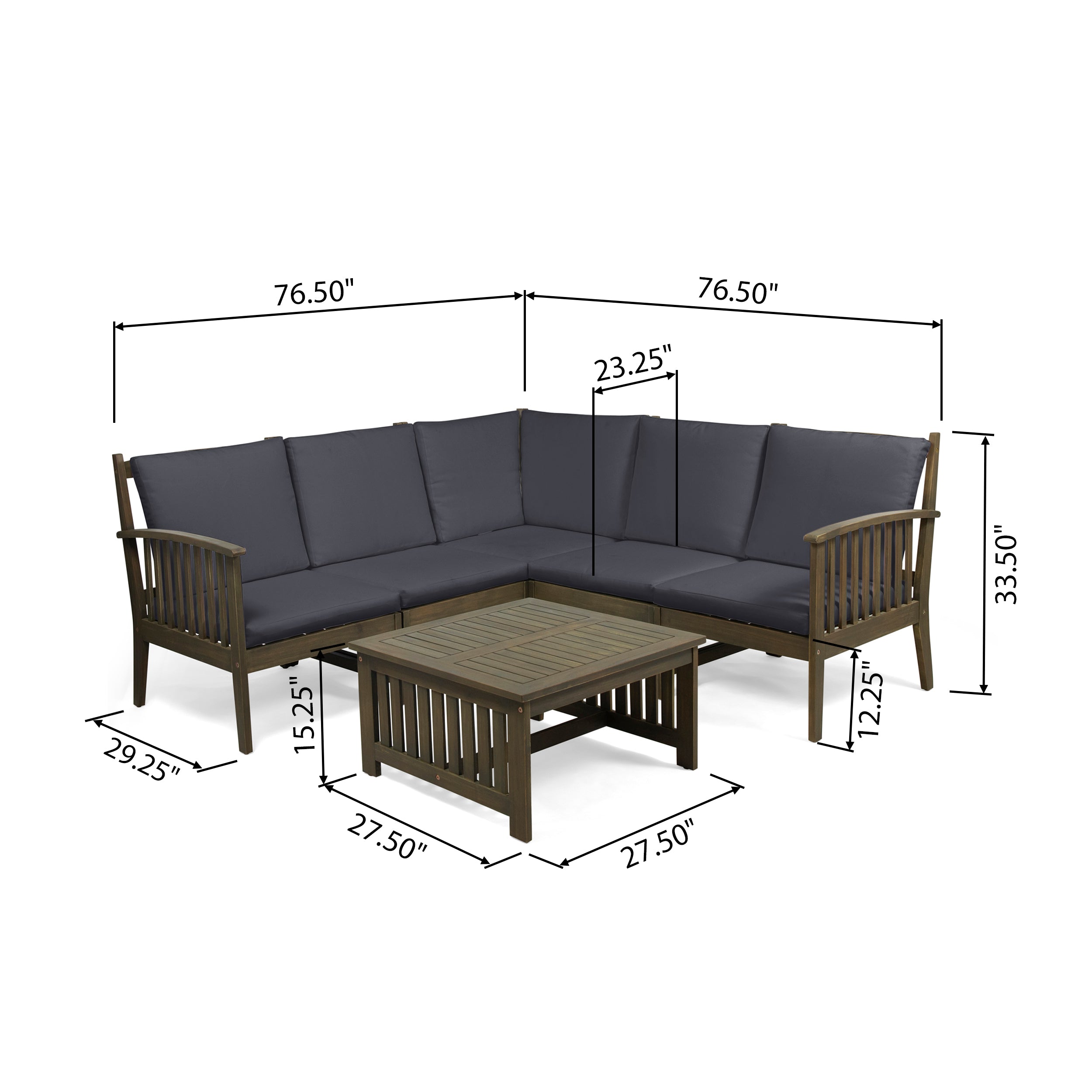 Maud Outdoor 5 Seater Acacia Wood Sofa Sectional Set