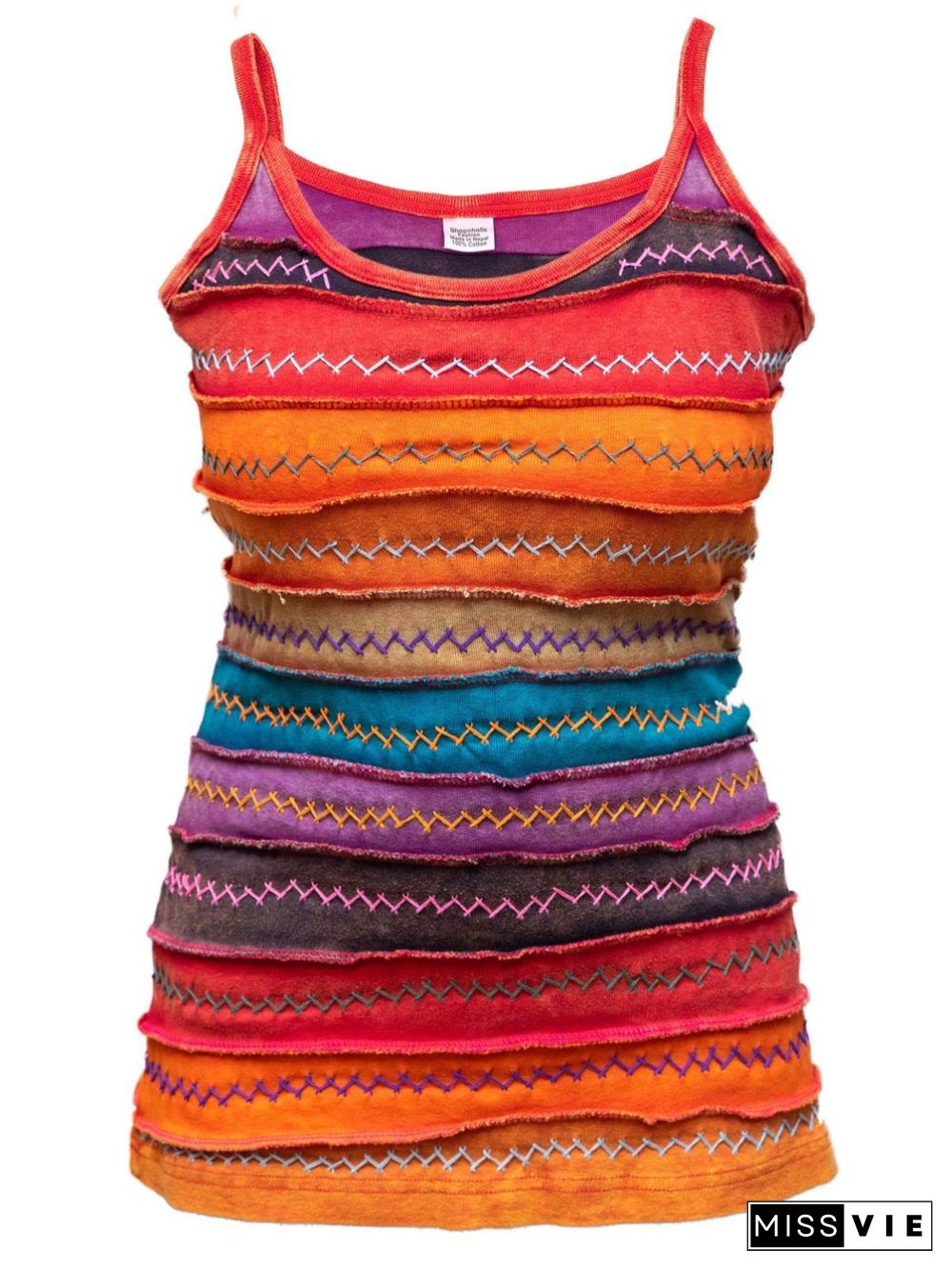 Casual Sleeveless Round Neck Plus Size Printed Tops