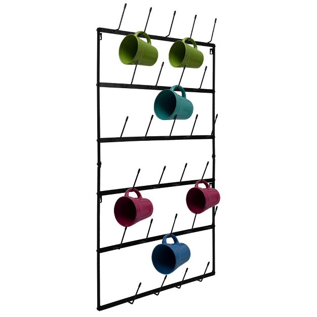 Sorbus 6 tier Wall Mounted Metal Mug Holder Rack Display Organizer For Coffee Mugs Tea Cups Mason Jars And More Holds 27 Mugs