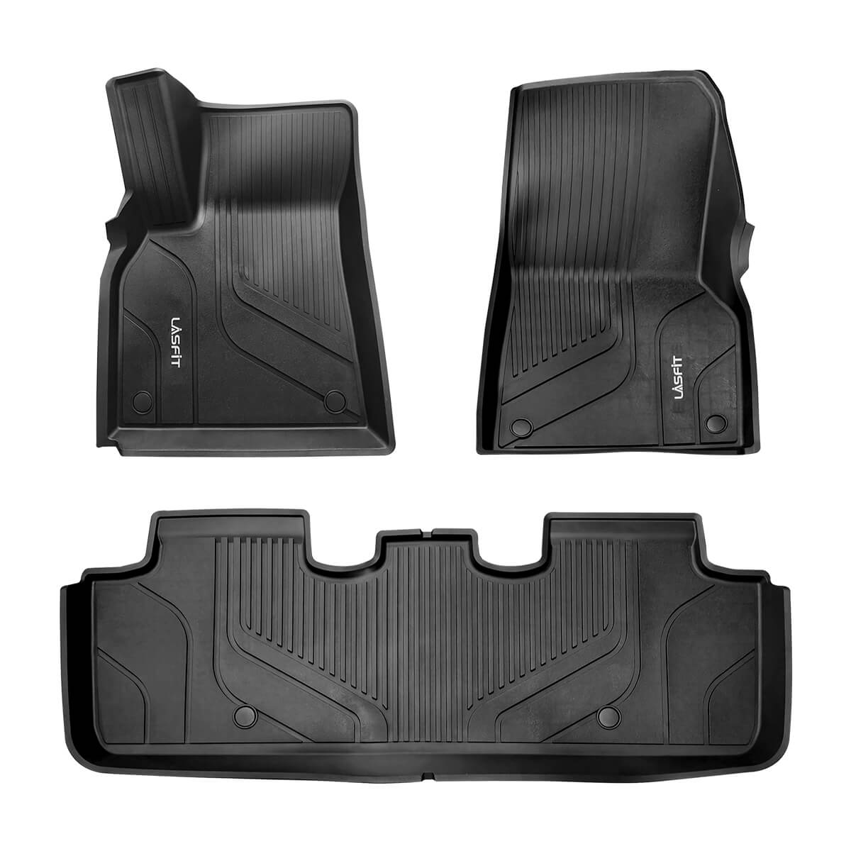 LASFIT Tesla Model Y 2020 2021 2022 Custom Floor Mats TPE Material 1st and 2nd and Cargo Liners(Fit 5 Seats only，Don't fit 7 Seats)