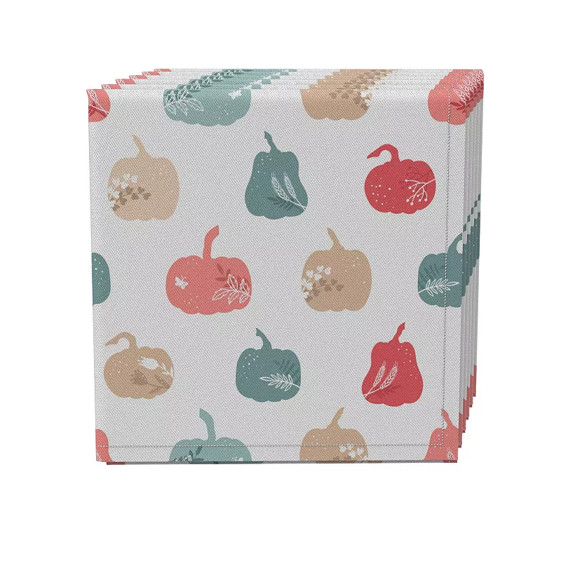 Napkin Set of 4， 100% Cotton， 20x20， Pumpkin Stencils