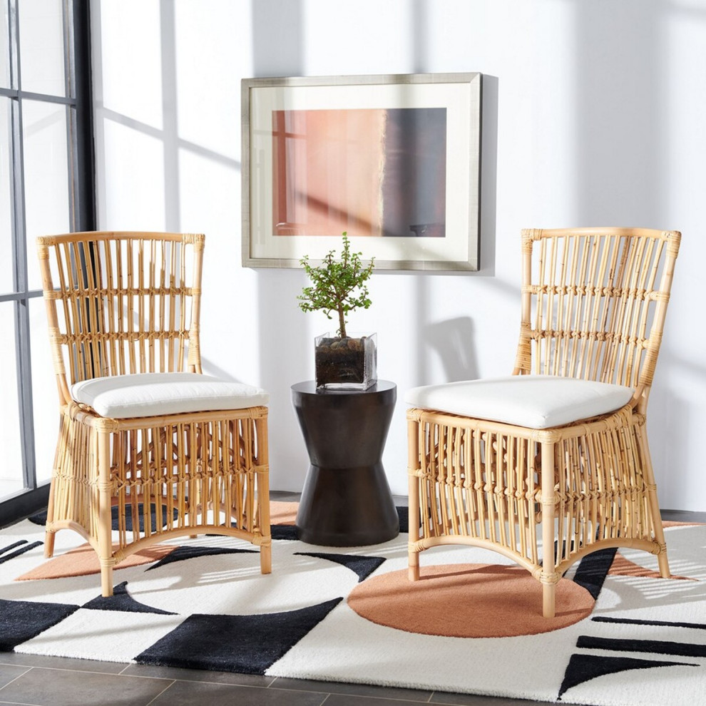 Joy Rattan Accent Chair Natural White   Tropical   Armchairs And Accent Chairs   by AED Luxury Home Decor  Houzz