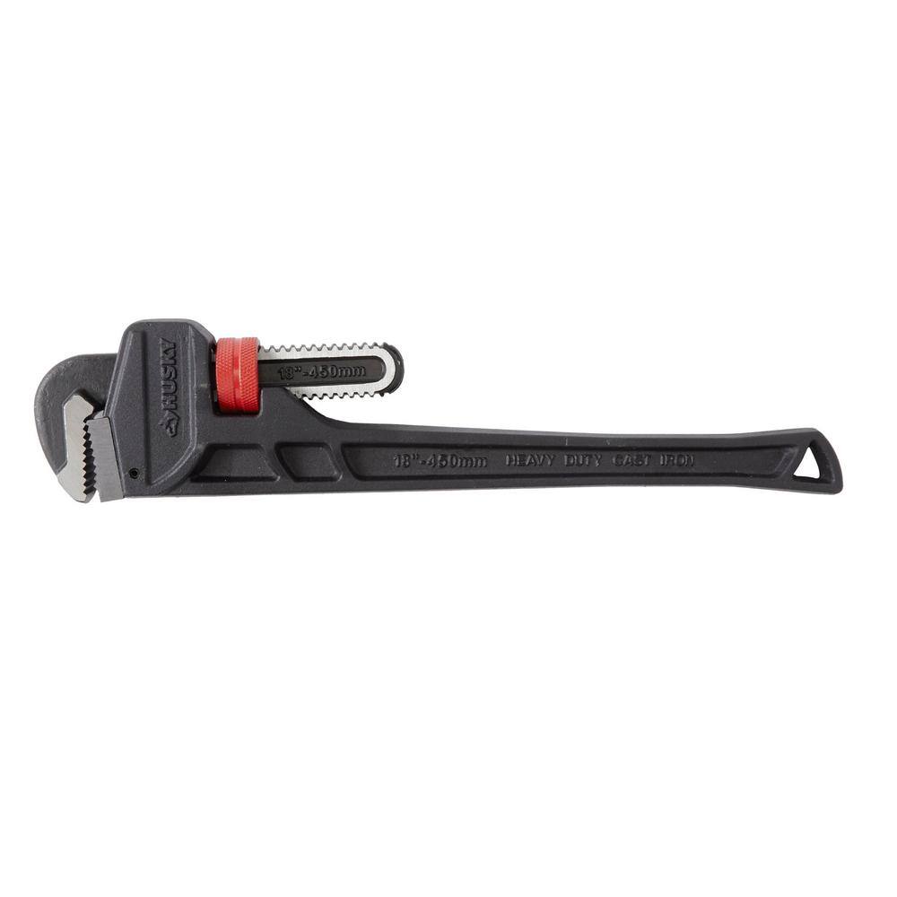 Husky 18 in. Heavy-Duty Cast Iron Pipe Wrench with 2 in. Jaw Capacity WG-40-18