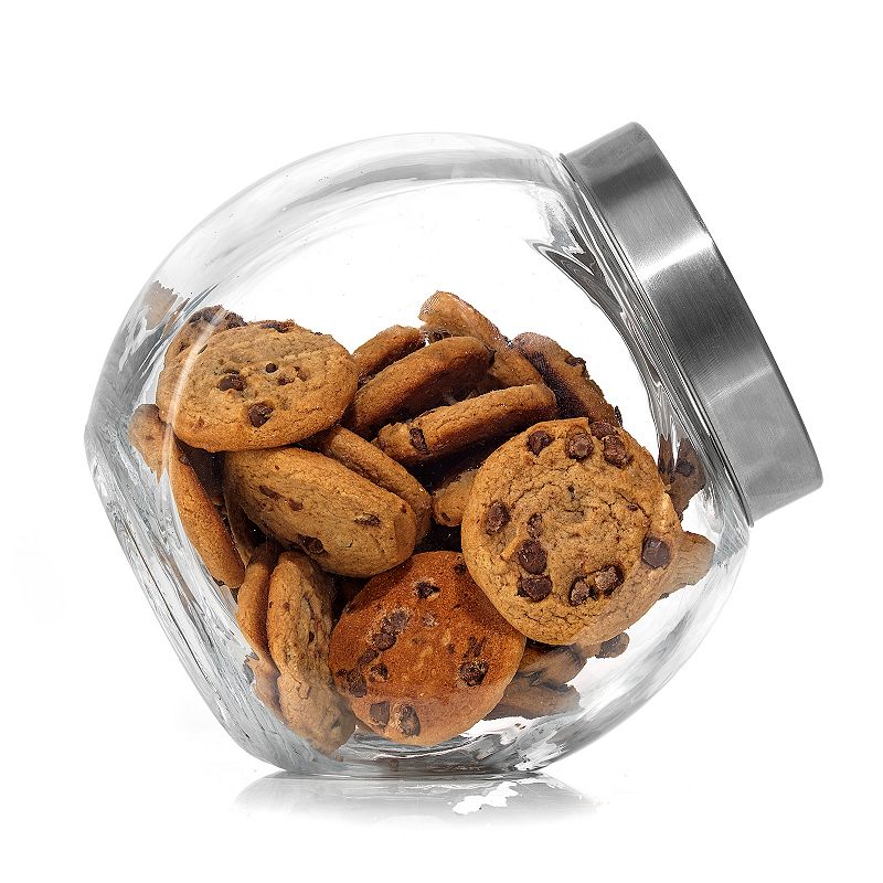 JoyFul 2-Pack Round Glass Cookie Jar with Airtight Lid