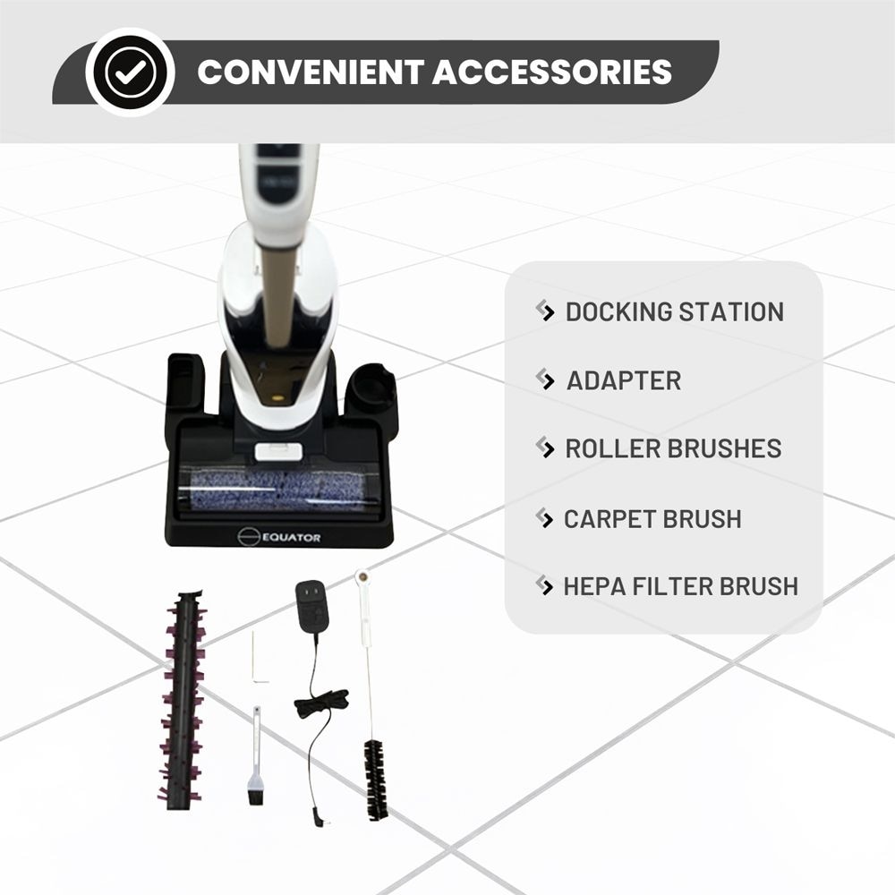 Equator Cordless Self Cleaning Wet/Dry Vacuum Sweep Mop for Hard floors and Carpets with Voice Prompt