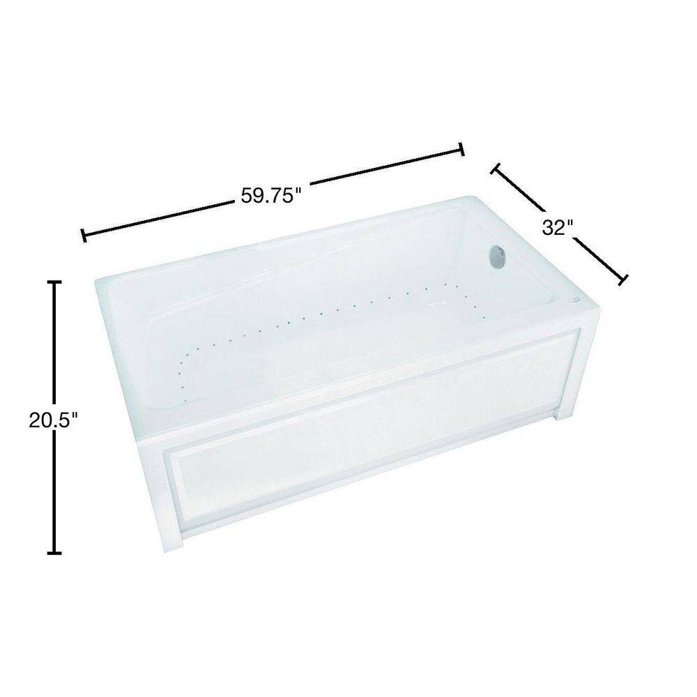 MAAX New Town 6032 5 ft. Acrylic Right Drain Rectangular Alcove Air Bath Tub in White 105456-108-001-002