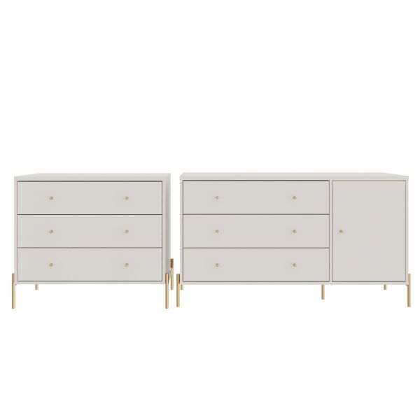 Jasper Sideboard Dresser and Classic Dresser Set of 2 in Off White