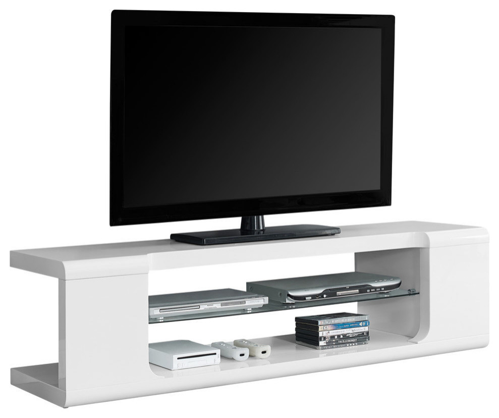 60 quotTV Stand With Tempered Glass   Contemporary   Entertainment Centers And Tv Stands   by Monarch Specialties  Houzz