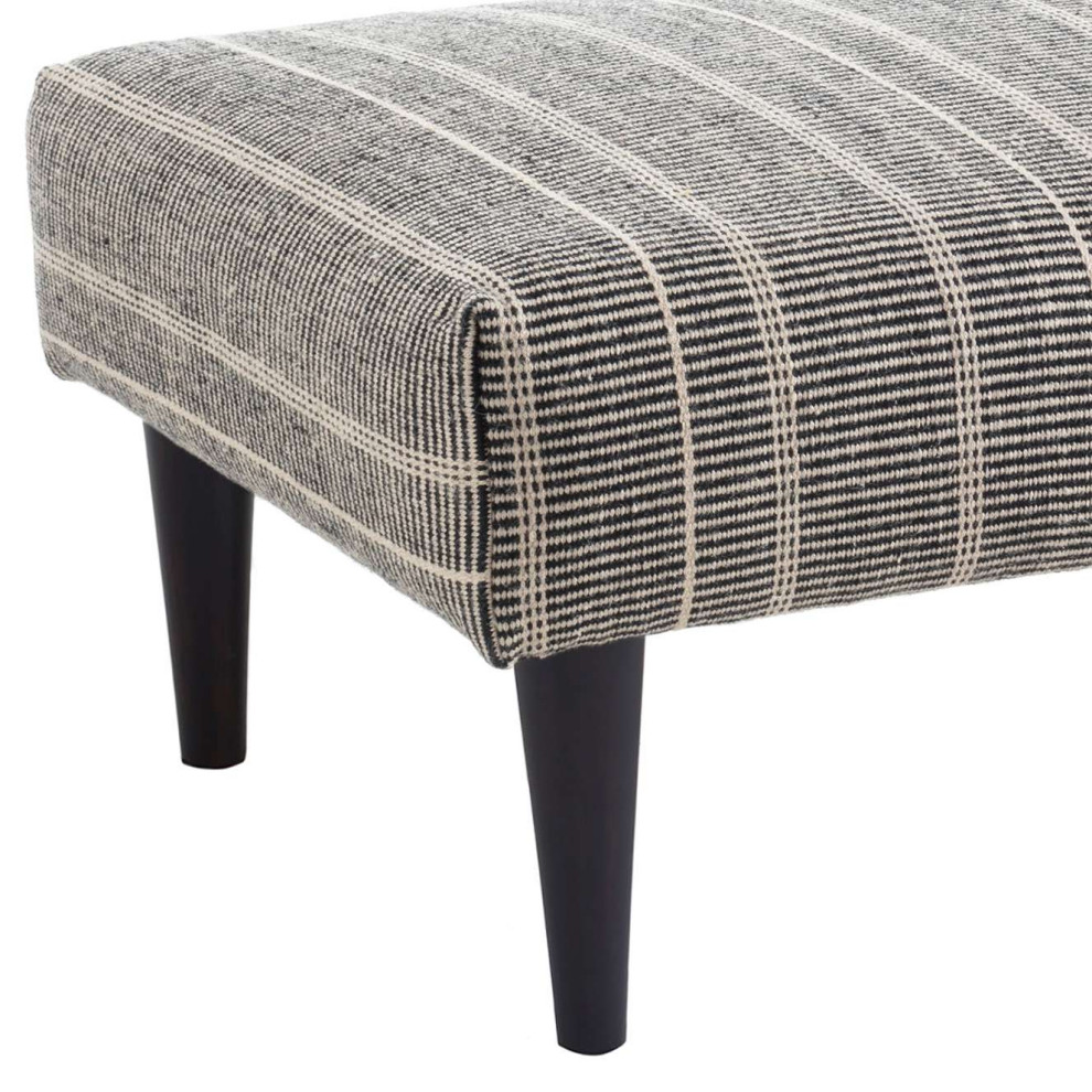 Samson Black Tapered Tobacco Leg Rug Ottoman   Midcentury   Footstools And Ottomans   by Annie Selke  Houzz