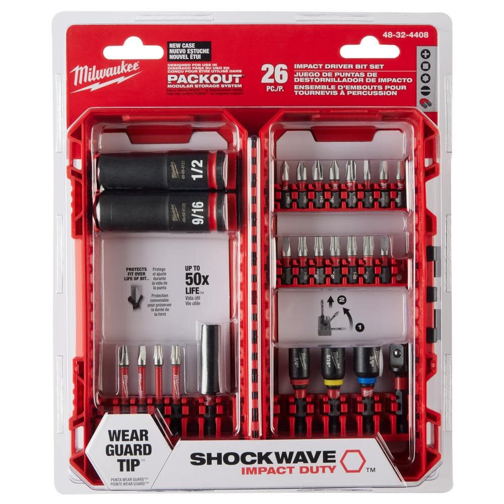 Milwaukee SHOCKWAVE Impact Duty Drive and Fasten Set 26PC 48-32-4408 from Milwaukee