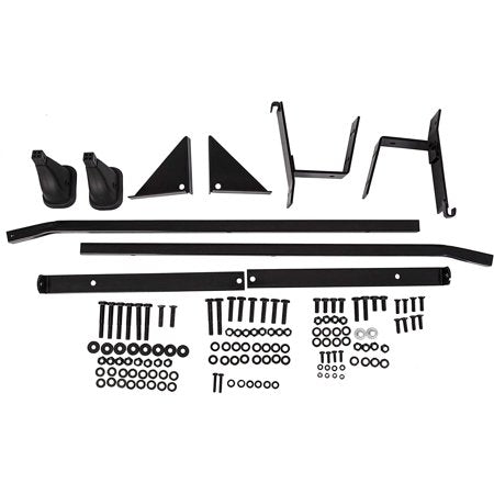 Kojem Flip Folding Rear Black Seat Kit for 2004-up Club Car Precedent Gas or Electric Models Golf Cart w/ Extra Handle Bar w/ Roof Support - 3 Packages and All Hardware