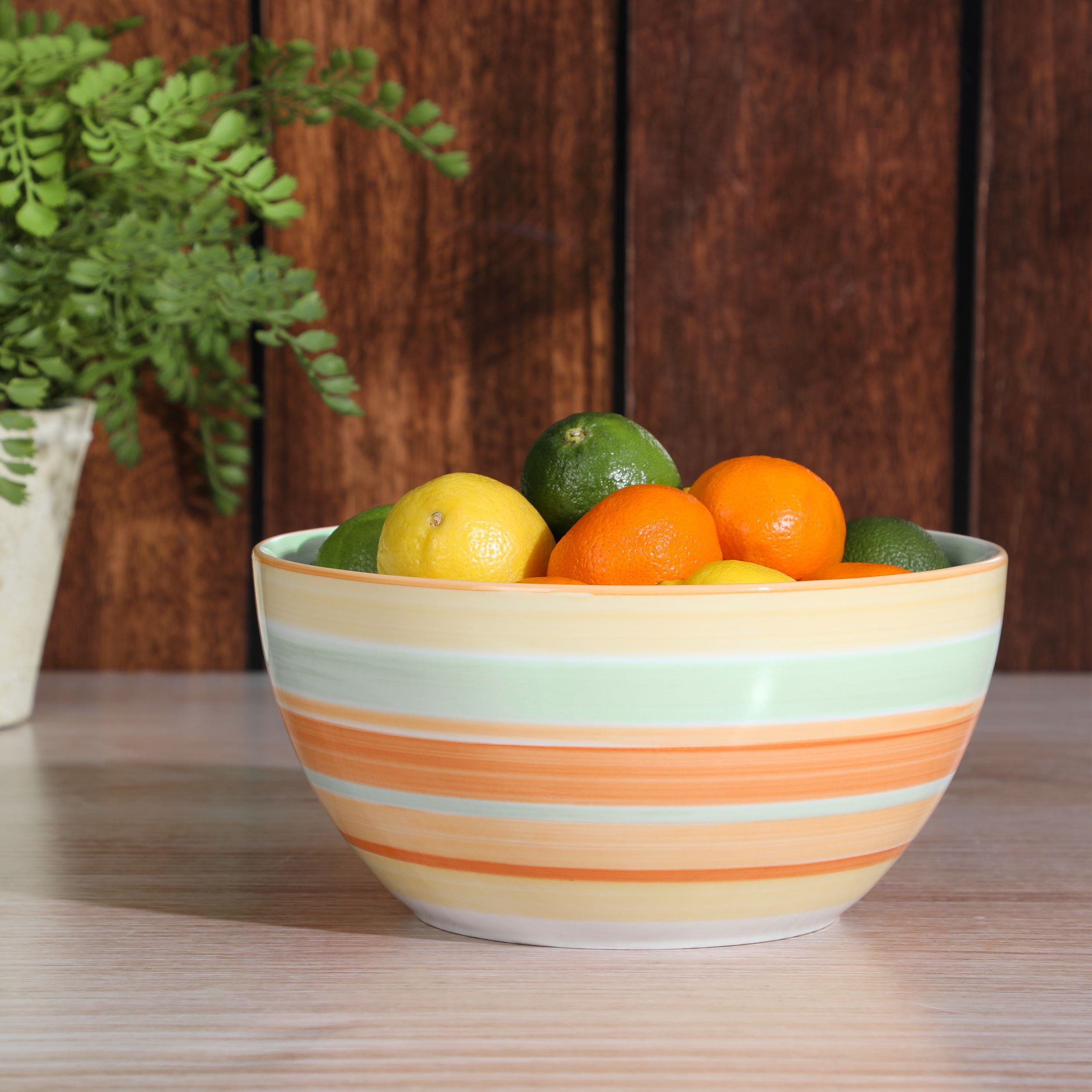 Wanda June Home Vintage Stripe 9-inch Orange Stoneware Serving Bowl by Miranda Lambert