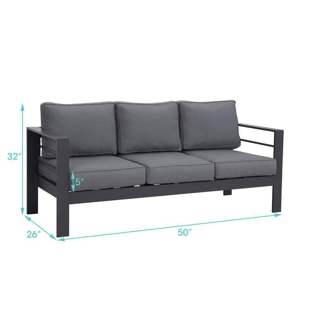 SUNVIVI Aluminum Outdoor Couch with Gray Cushions KX-AL02-3