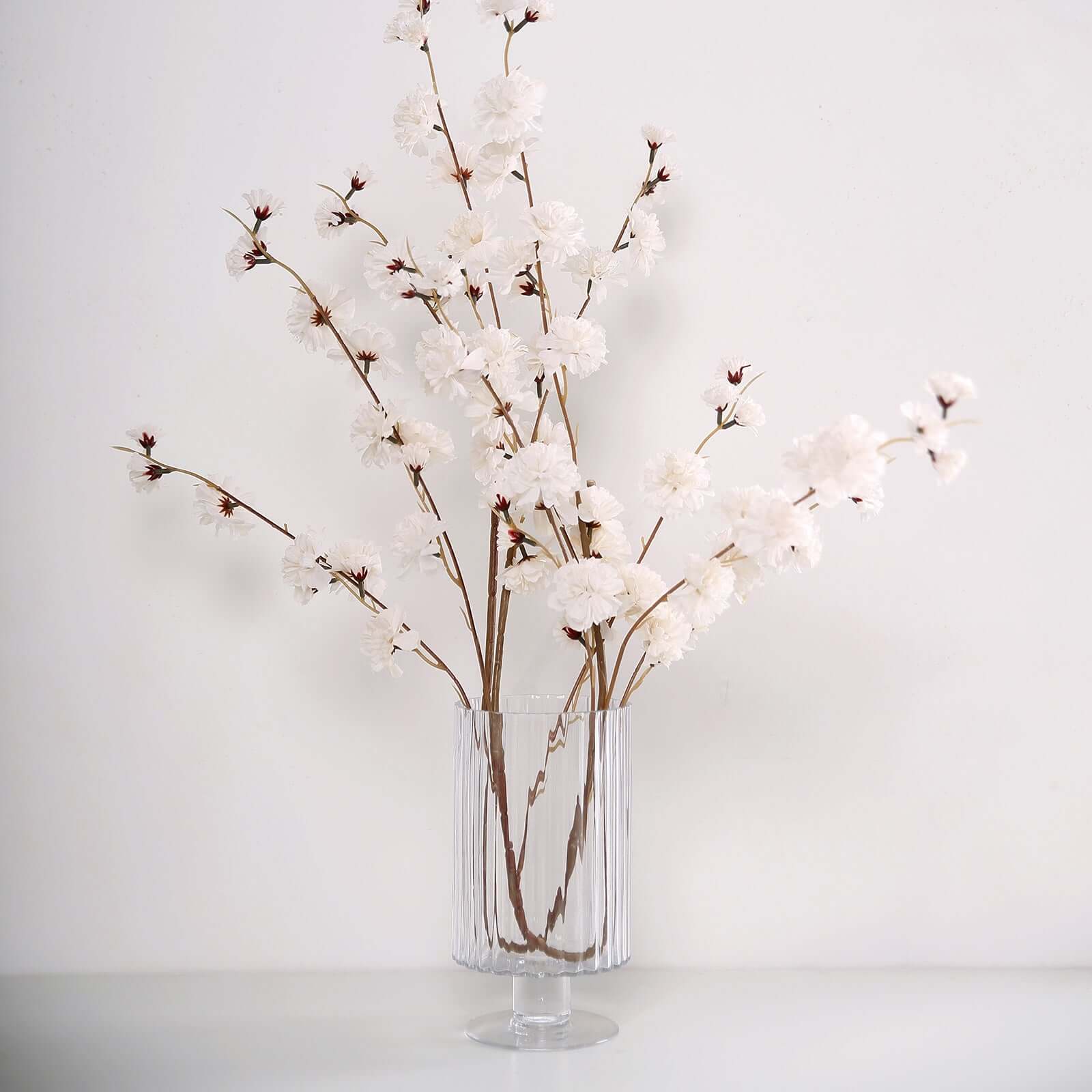 2 Branches Ivory Artificial Silk Carnation Flower Stems 42