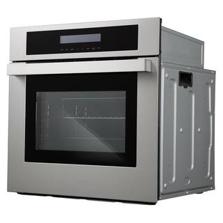 Cosmo 24 in. 2.5 cu. ft. Single Electric Wall Oven w8 Functions and True European Convection in Stainless Steel C106SIX-PT