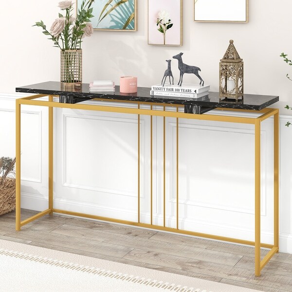 MDF Top Console Table with Metal Frame for Entryway， Hallway