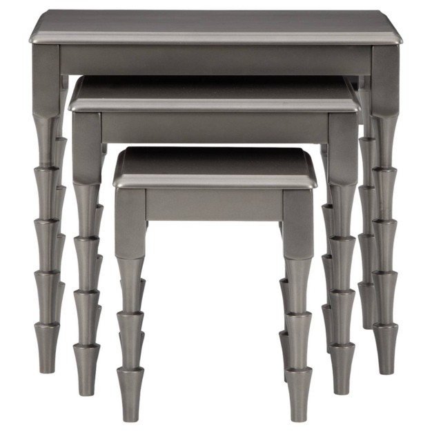 Set Of 3 Larkendale Side Tables Metallic Gray Signature Design By Ashley