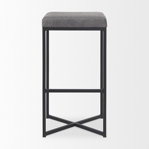 Frodo Grey Fabric w/ Black Iron Frame Bar Stool - 16.5