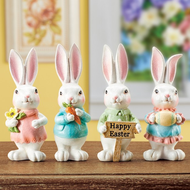 Collections Etc Hand painted Easter Bunny Sitter Figurines Set Of 4