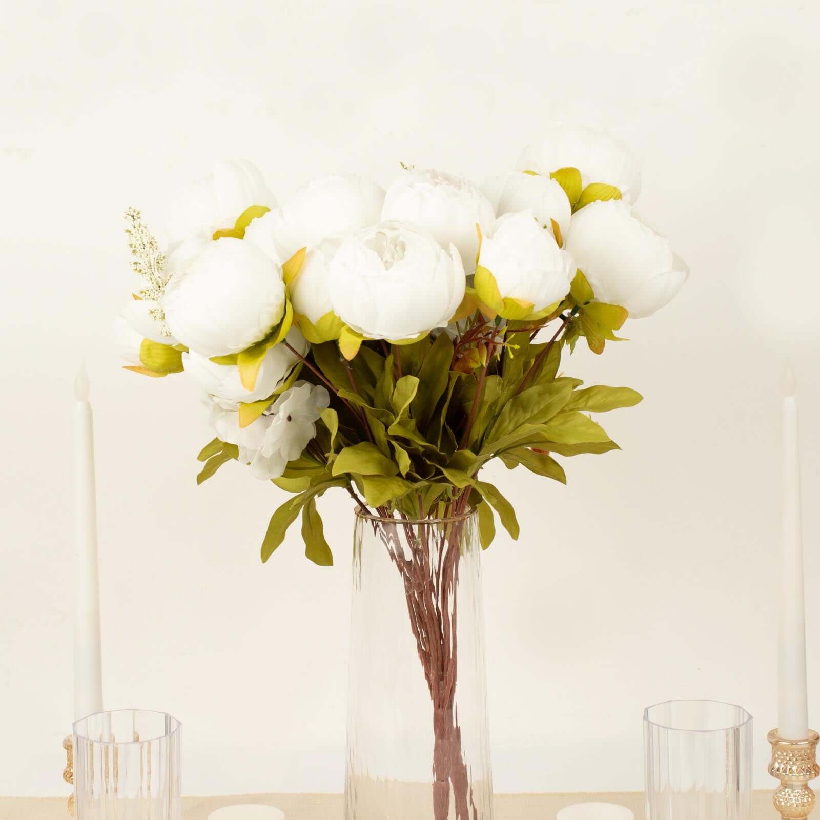 2 Pack White Artificial Peony Flower Wedding Bouquets, Faux Silk Flower Arrangements 19