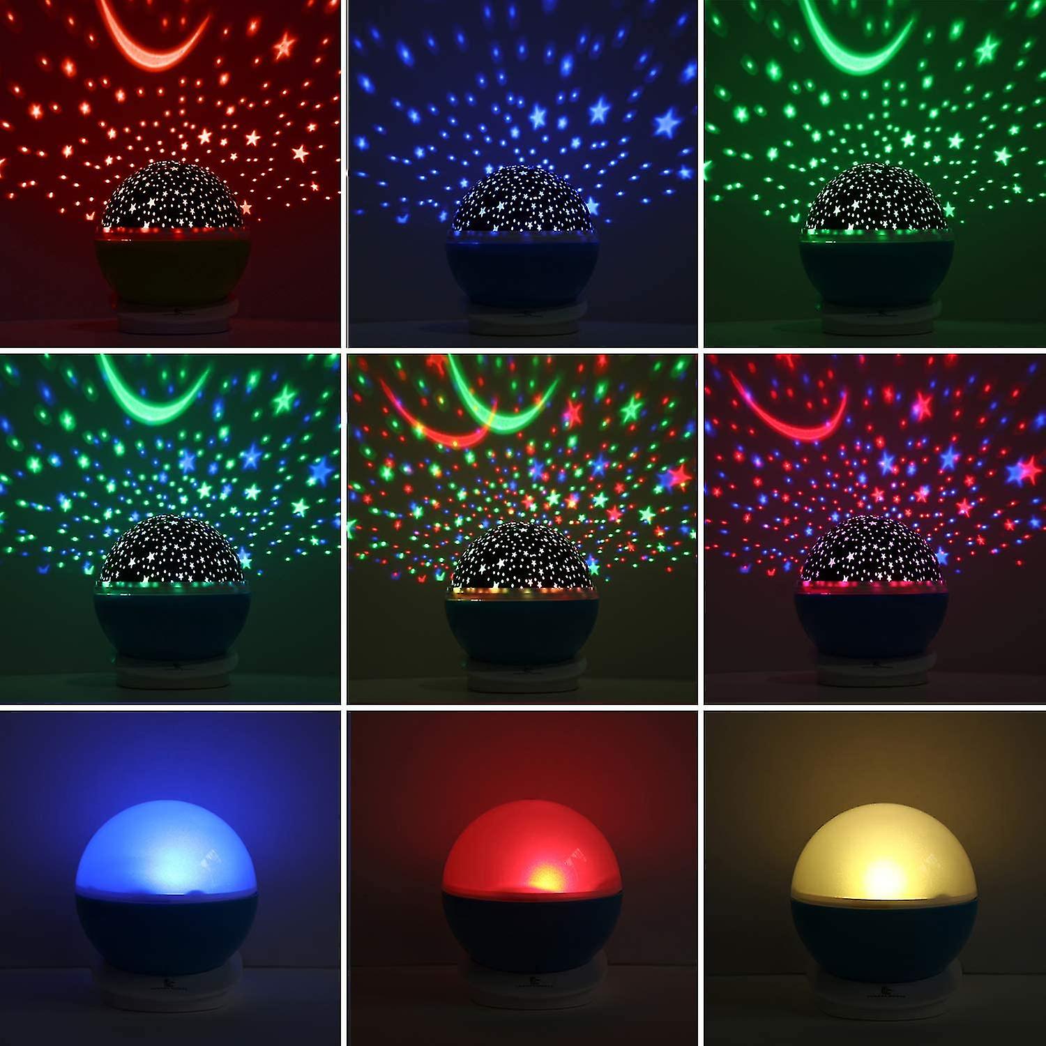 Star Night Light Projector Light 4 D Bulb 8 Lights Color Changing Usb 360 Degree Decorative Pink