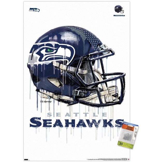 Trends International Nfl Seattle Seahawks Drip Helmet 20 Unframed Wall Poster Prints