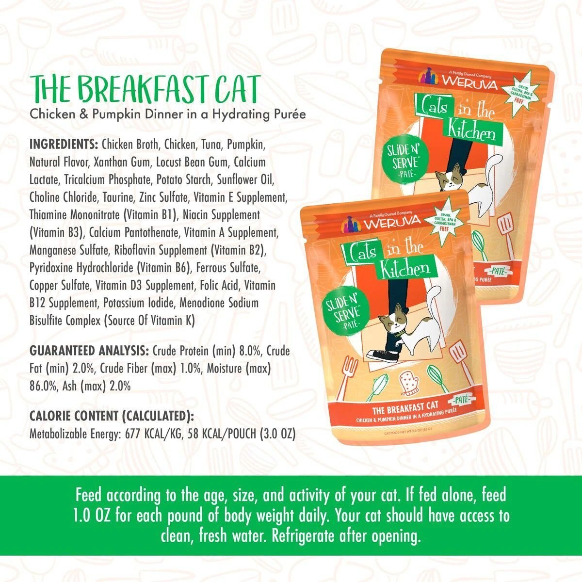 Weruva Cats in the Kitchen The Breakfast Cat with Chicken and Pumpkin Grain-Free Cat Food Pouches