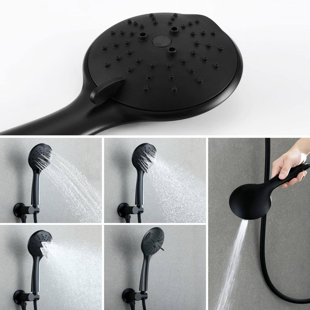 WATWAT Dowell 5-Spray 10 in. Shower Head Wall Mount Fixed and Handheld Shower Head 2.5 GPM in Matte Black SMDJE0522HSDP11B