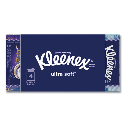 Kleenex Ultra Soft Facial Tissue， 3-Ply， White， 65 Sheets/Box， 4 Boxes/Pack， 12 Packs/Carton (50173CT)