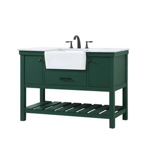 Timeless Home 22 in. W x 48 in. D x 34.125 in. H Bath Vanity in Green with Carrara White Marble Top TH120296GN