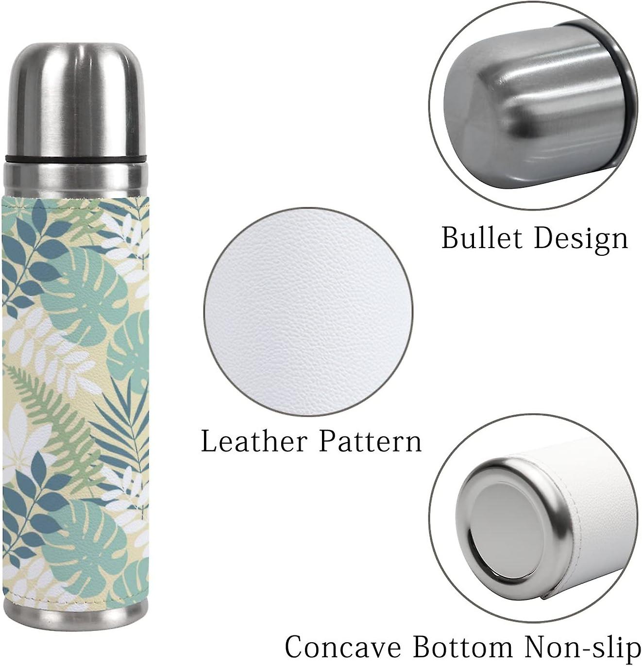 Insulated Mug Stainless Steel Water Bottle Tropical Palm Leaves Jungle Leaves Vacuum Cup Travel Mug For Office