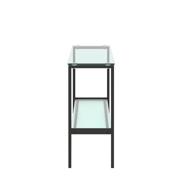 Rectangular Console Table， Double-layer Tempered Glass Porch Table