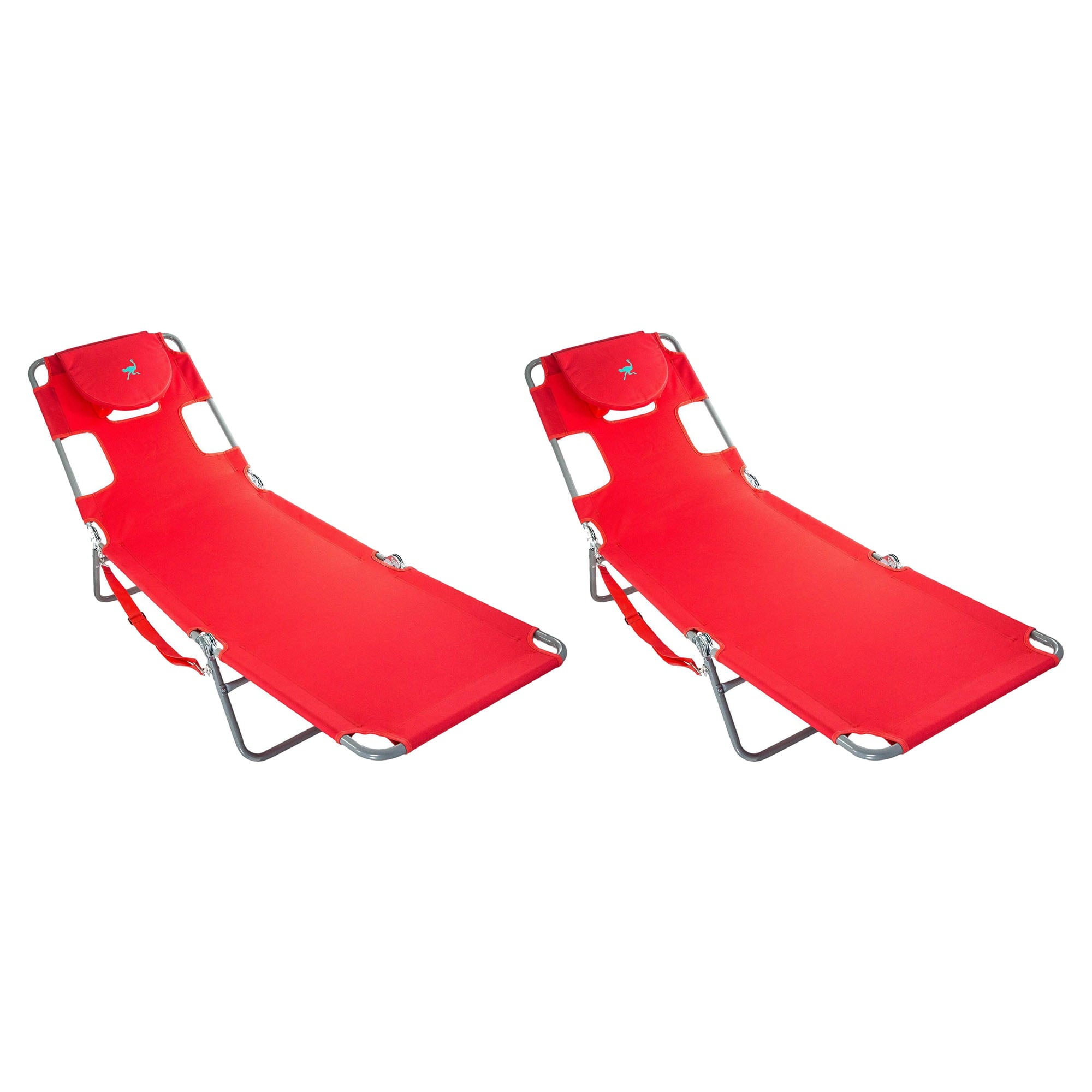 Ostrich Folding Steel Beach Chair - Red