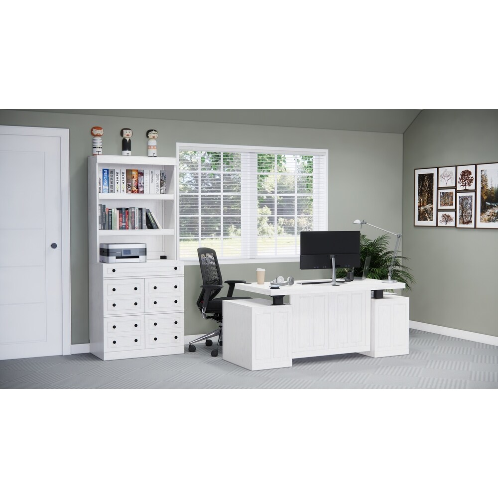 Windsor Sit Stand Storage Desk with File Drawer Bookcase