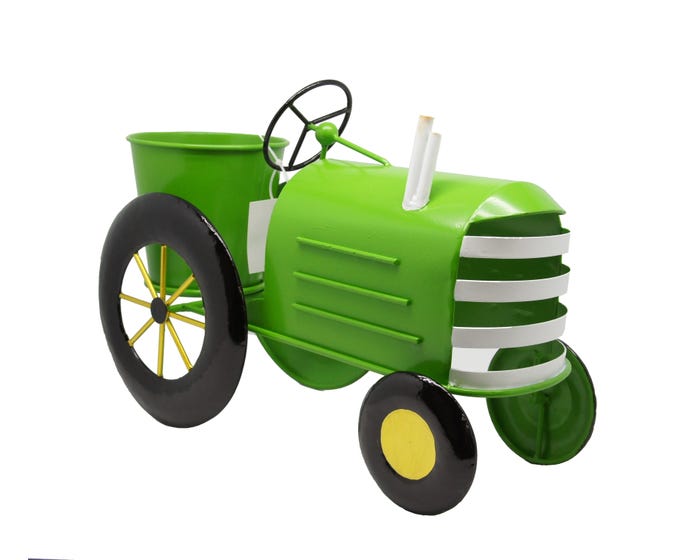 Alpine Metal Lime Green Tractor Planter - LYT272GN