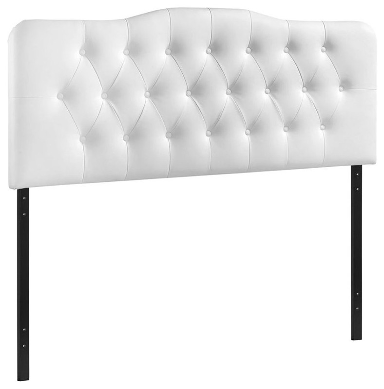 Modway Annabel King Upholstered Vinyl and Wood Headboard in White   Transitional   Headboards   by Homesquare  Houzz