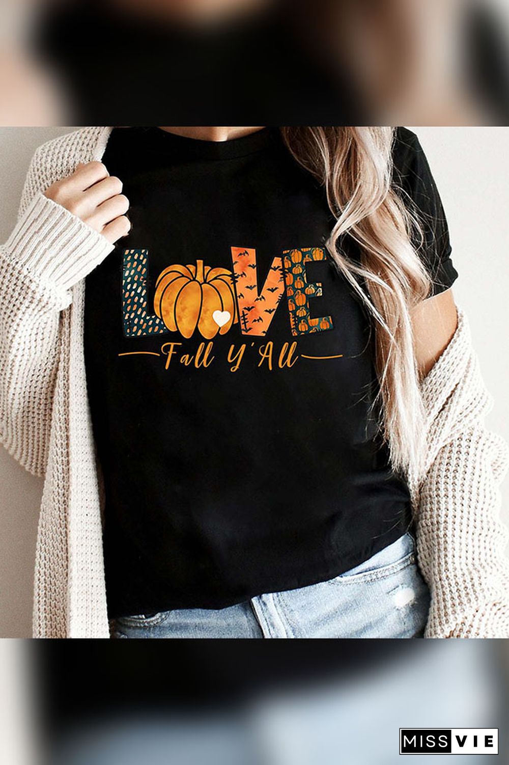 Pumpkin Fall Y'all Shirts Women Graphic Tees Wholesale