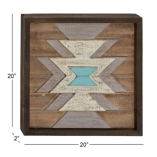 Wood Geometric Square Handmade Southwestern Wall Decor Brown Olivia amp May